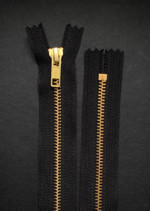 YKK Metal Brass Jeans Zip 16cm - Black - $4.50 NZD
