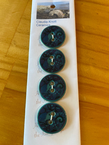 Midnight Blue Ceramic Buttons x 4  NZD $20.00