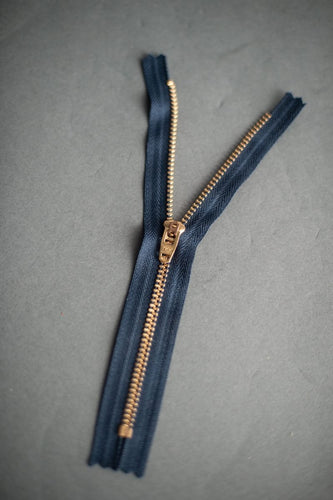 YKK Metal Brass Jeans Zip 17.5cm - Navy - $4.95 NZD